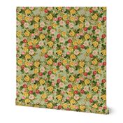 Garden Roses Floral Pink/Yellow/Green