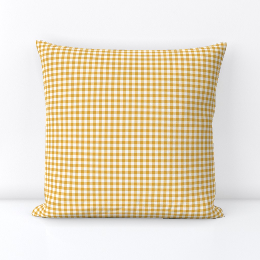 retro kitchen mustard and white gingham, 1/4" squares 