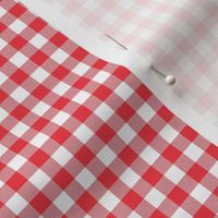 strawberry red and white gingham, 1/4" squares 