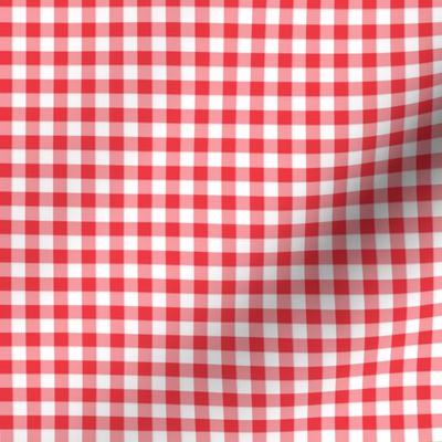 strawberry red and white gingham, 1/4" squares 