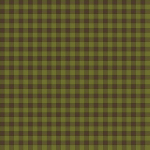 nori olive and brown gingham, 1/4" squares 