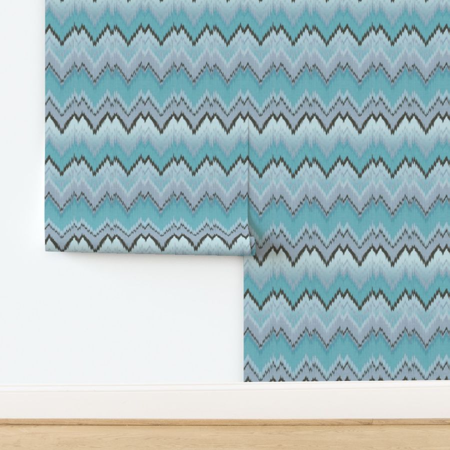 Aqua Ikat Chevron