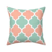 Quatrefoil in Mint and Coral