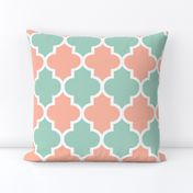 Quatrefoil in Mint and Coral
