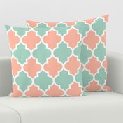 Quatrefoil in Mint and Coral