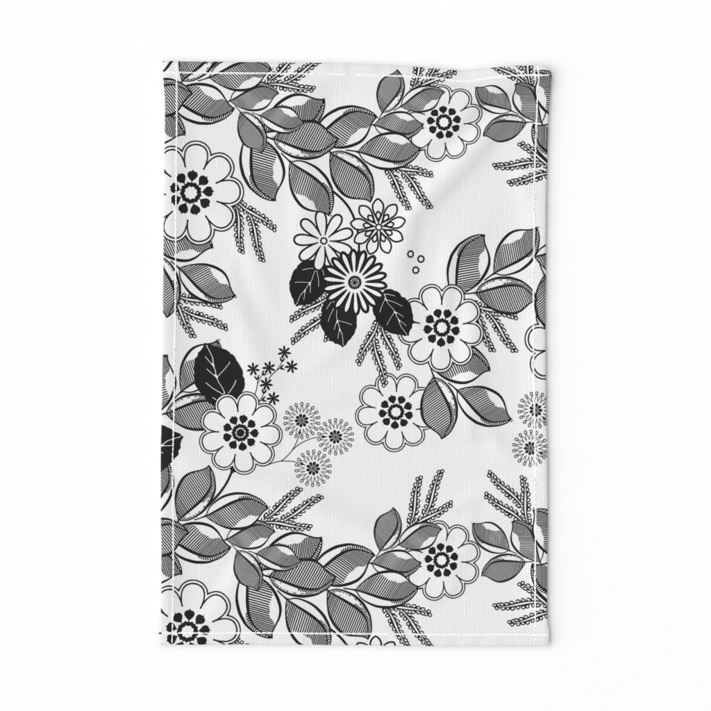 Florist Cascade Black and White Floral  Coloring Book 