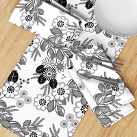 Florist Cascade Black and White Floral  Coloring Book 