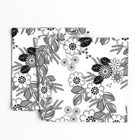 Florist Cascade Black and White Floral  Coloring Book 