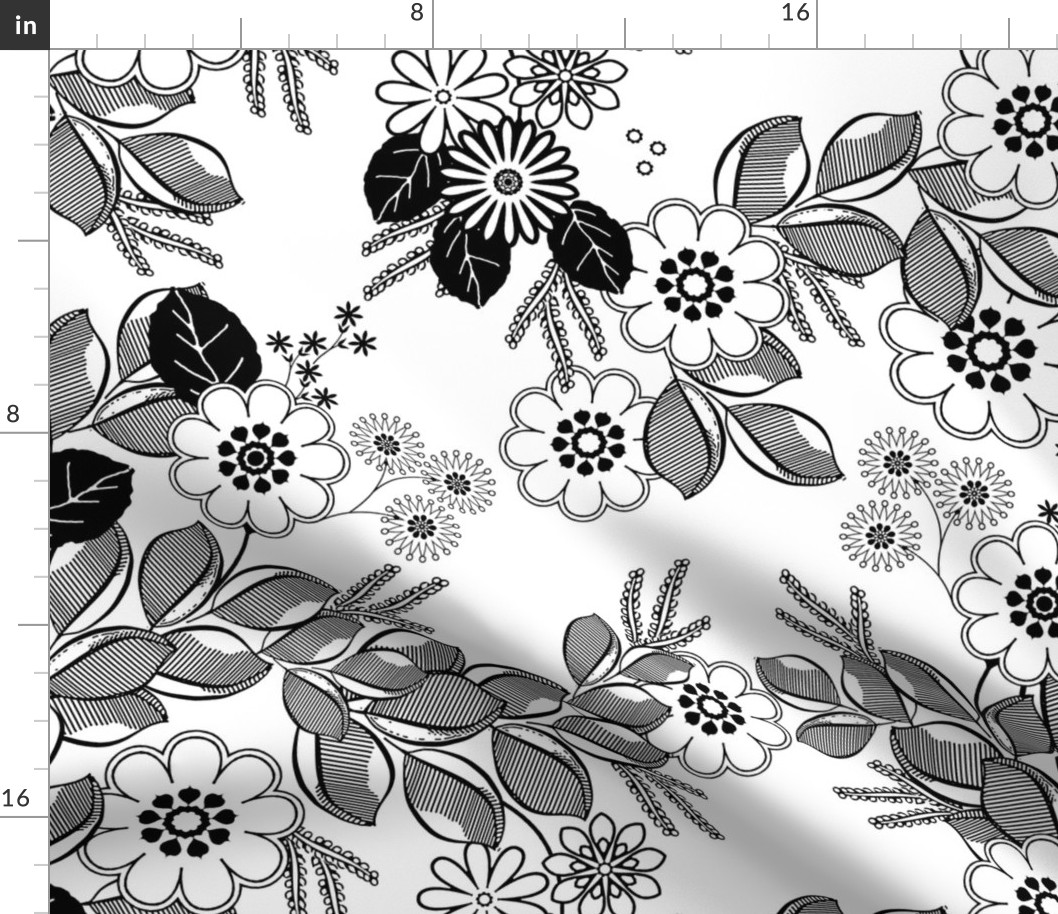 Florist Cascade Black and White Floral  Coloring Book 