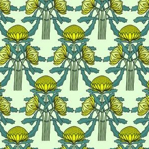 Upright waratahs, yellow on mint, by Su_G_©SuSchaefer