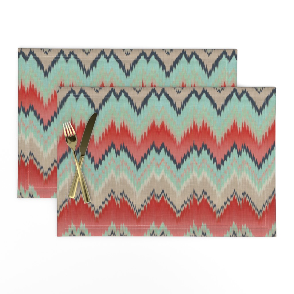 Apple and Aqua Ikat Chevron