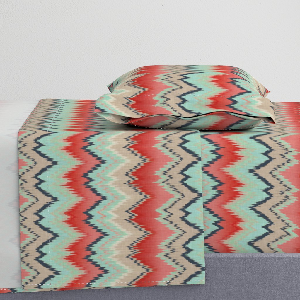 Apple and Aqua Ikat Chevron