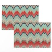 Apple and Aqua Ikat Chevron