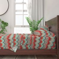 Apple and Aqua Ikat Chevron