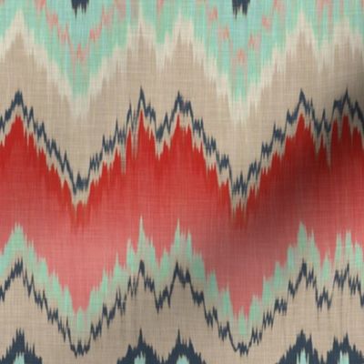 Apple and Aqua Ikat Chevron