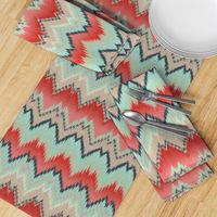 Apple and Aqua Ikat Chevron