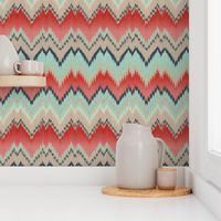 Apple and Aqua Ikat Chevron