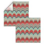 Apple and Aqua Ikat Chevron