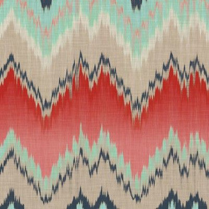 Apple and Aqua Ikat Chevron