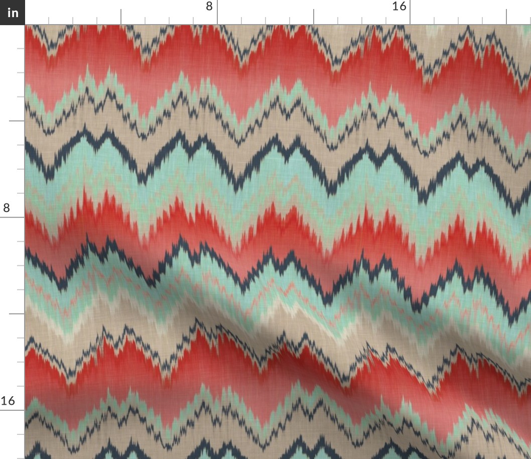 Apple and Aqua Ikat Chevron