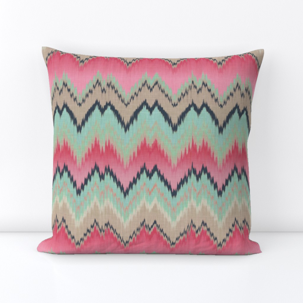 Fuchsia Ikat Chevron