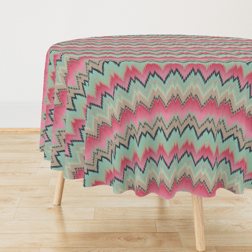 Fuchsia Ikat Chevron