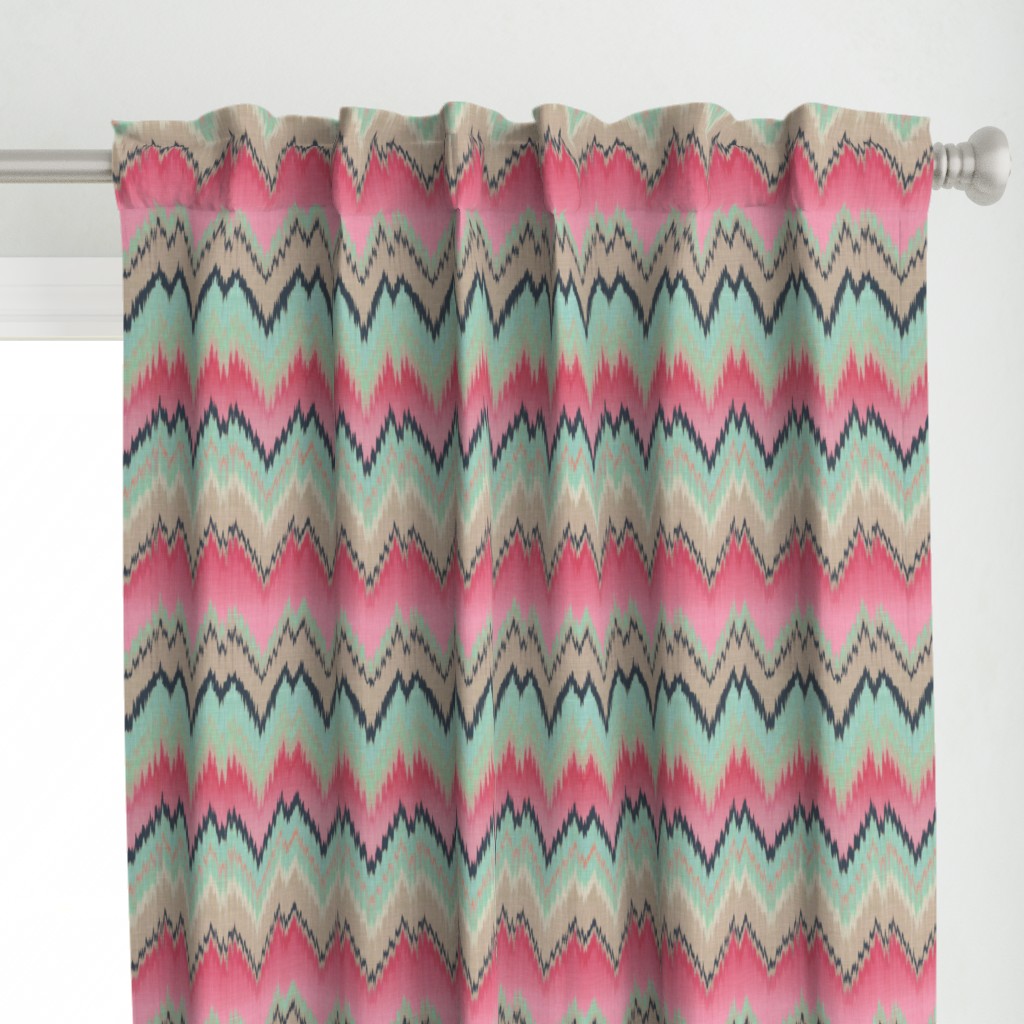 Fuchsia Ikat Chevron