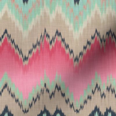 Fuchsia Ikat Chevron