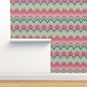 Fuchsia Ikat Chevron