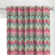 Fuchsia Ikat Chevron