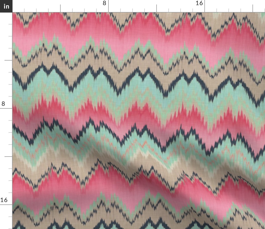 Fuchsia Ikat Chevron