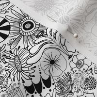 black and white flower doodle fantasy