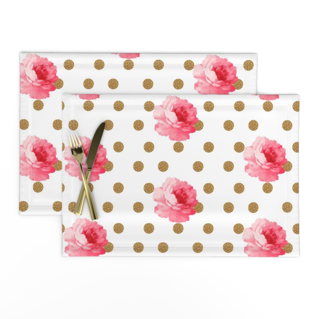 Vintage Pink Flower and Gold Dots