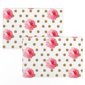 Vintage Pink Flower and Gold Dots