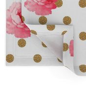 Vintage Pink Flower and Gold Dots