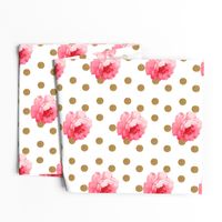 Vintage Pink Flower and Gold Dots