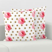 Vintage Pink Flower and Gold Dots