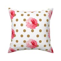 Vintage Pink Flower and Gold Dots