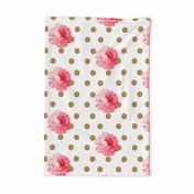 Vintage Pink Flower and Gold Dots