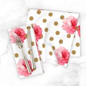 Vintage Pink Flower and Gold Dots