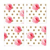 Vintage Pink Flower and Gold Dots