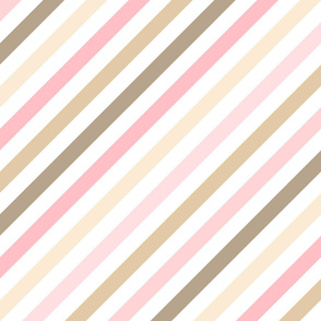 Girly Pink and Brown Diagonal Stripes Pattern