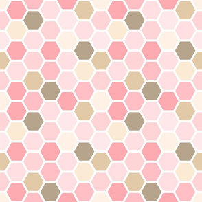 Girly Pink and Brown Geometric Honey Comb Pattern