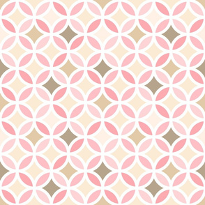 Girly Pink Geometric Lattice Circle Pattern