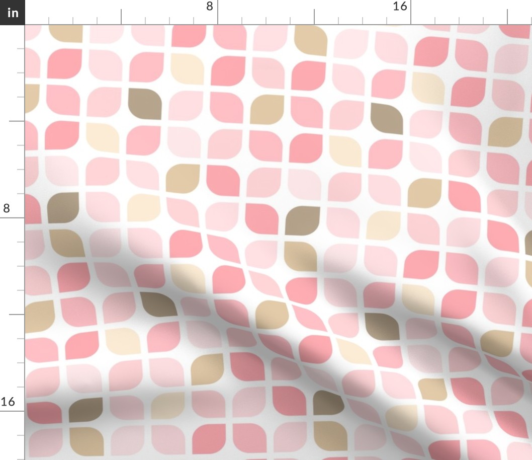 Girly Pink and Brown Geometric Lattice Square Pattern