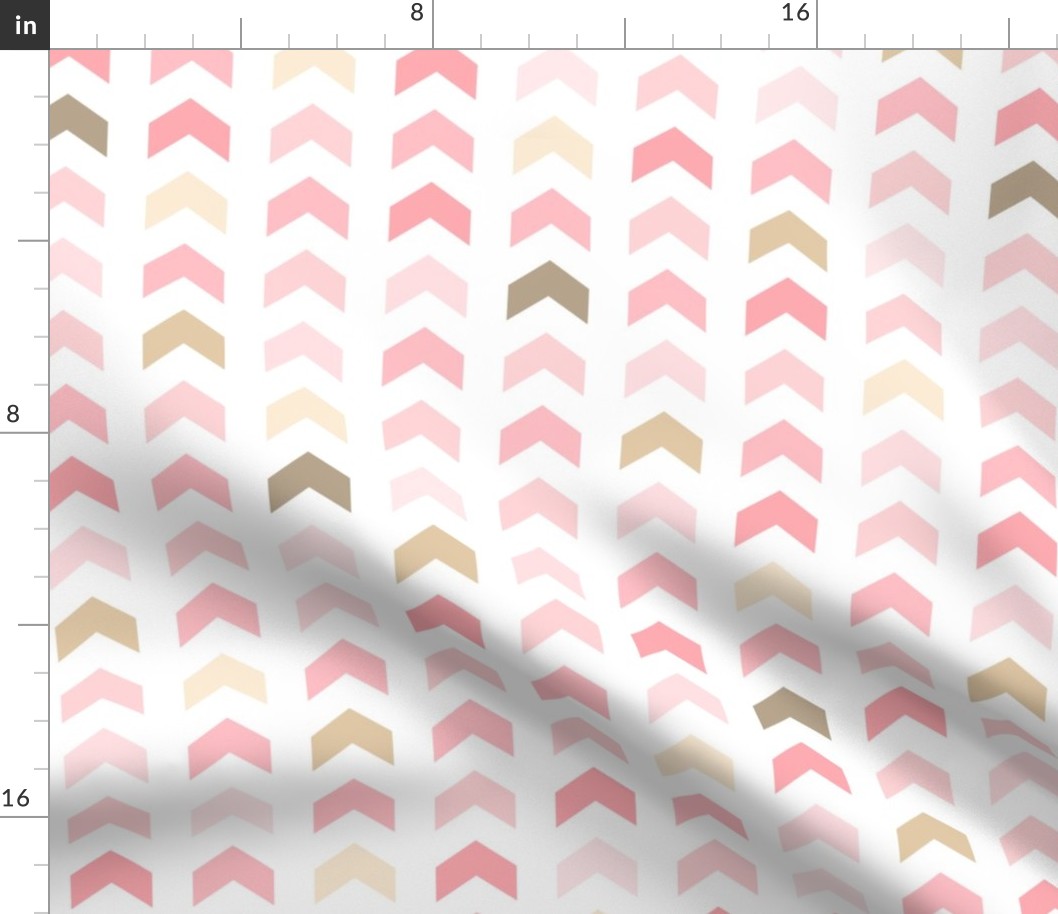 Girly Pink and Brown Geometric Split Chevron Pattern