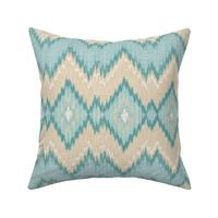 Ikat Chevron in Aqua and Champagne