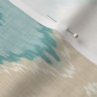 Ikat Chevron in Aqua and Champagne