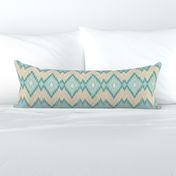 Ikat Chevron in Aqua and Champagne