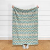 Ikat Chevron in Aqua and Champagne